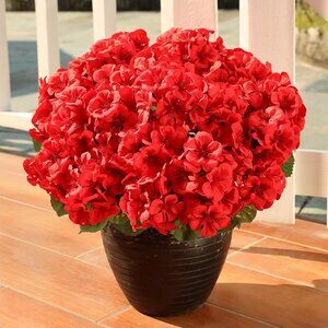 6-Bundles Red Artificial Silk Flowers Porch Garden Balcony Home Decoration